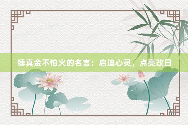 锤真金不怕火的名言：启迪心灵，点亮改日